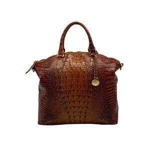 Brahmin Pecan Melbourne Croc Embossed Duxbury Domed Satchel